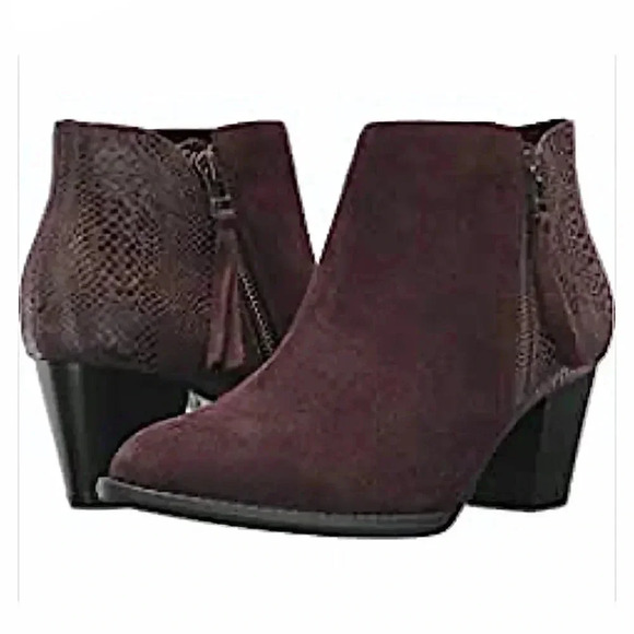 Vionic New Anne Leather & Snakeskin Ankle Boots Booties Western Coastal Cowgirl - Picture 1 of 10